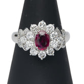 Pt900 プラチナ ルビー1.03ct ダイヤ1.23ct リング 指輪 レディース 15号 【中古】